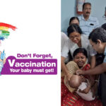 Image showing logo of Mission Indradhanush along with the immunization drive